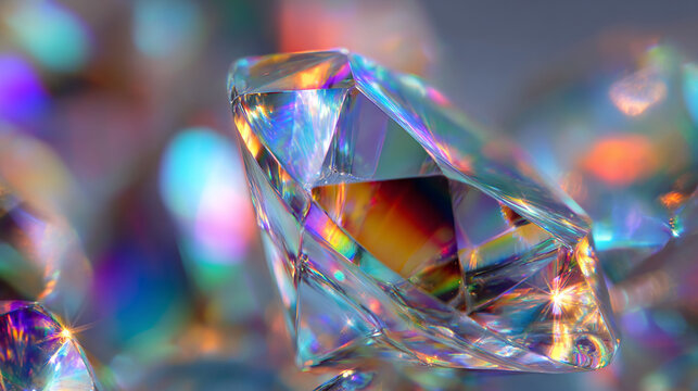 Diamon iridescent crystal texture prismatic glass reflective skin 