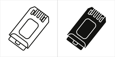 Memory card vector icon in line and flat design