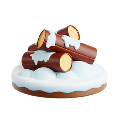 Snowy Wood Pile 3D Icon for Winter