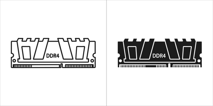 Ddr4 vector icon, ram memory module symbol