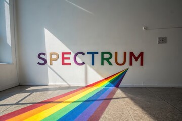 Vibrant Spectrum Colorful Letters with Rainbow Design on Wall