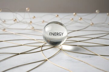 Energy Concept with Glass Sphere on Abstract Network Design