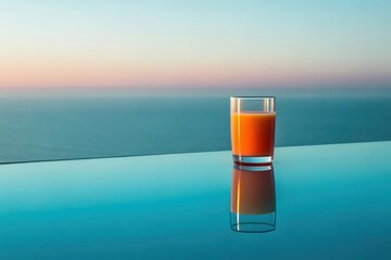 Refreshing Orange Drink on Coastal Balcony with Scenic Ocean View