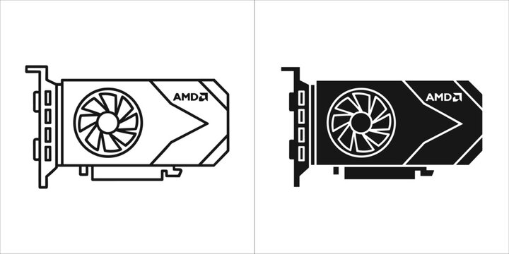 Graphic card icon, computer hardware concept