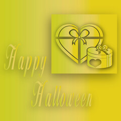 Conceptual Halloween Card with Heart Gifts