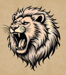 Roaring Lion Head Vector Illustration