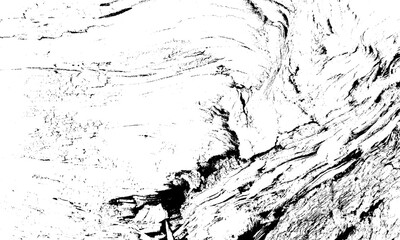 Distressed black and white texture overlay for grunge effect isolated on white background