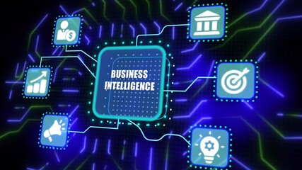Business intelligence and data analytics. Internet, network and business concept.