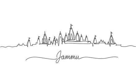 Jammu City Skyline Line Art with Name