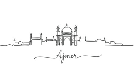 Obraz premium Ajmer Skyline Silhouette India Landmark Line Art