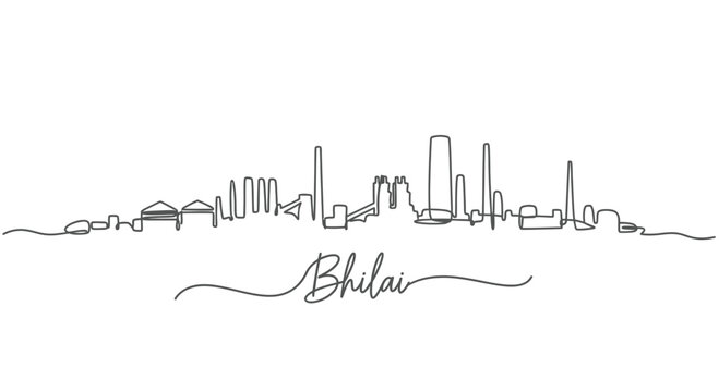 Bhilai Skyline Line Art Silhouette with Name