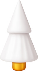 White 3d winter tree with golden base.