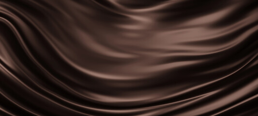 Fototapeta na wymiar Luxury dark brown fabric background with copy space 3d render