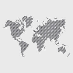 Obraz premium Stripped World Map Graphic Illustration for Geography Travel and Global Business Concepts with Detailed Continents and Modern Design