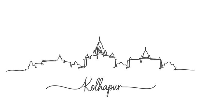 Kolhapur Skyline Silhouette Line Art