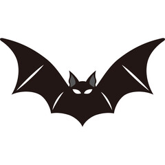 A Black Bat With Open Wings And Glowing Eyes Isolated On A Transparent Background In A Halloween...