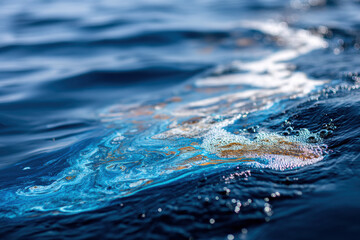 Ocean surface with oil spill pollution