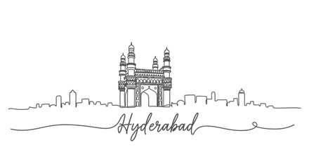 Fototapeta premium Hyderabad Skyline Silhouette with Charminar Landmark