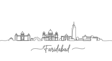 Obraz premium Faridabad Skyline Line Art Cityscape India
