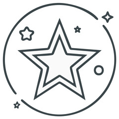 Obraz premium Outline Star Inside Circle Icon with Sparkling Effects Decorative Design
