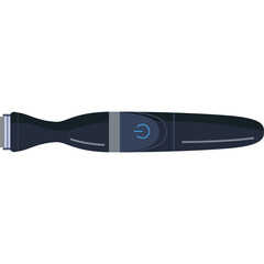 A Black Electric Hair Trimmer With A Blue Power Button On A Transparent Background Detailed Vector Graphic Illustration