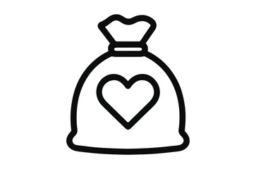 Obraz premium Simple black and white line drawing of a bag with a heart