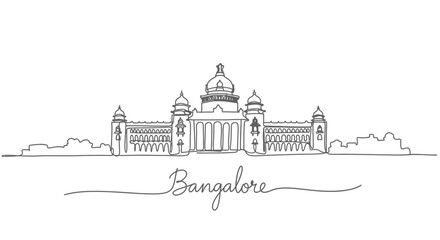 Fototapeta premium Bangalore City Hall Skyline Line Art
