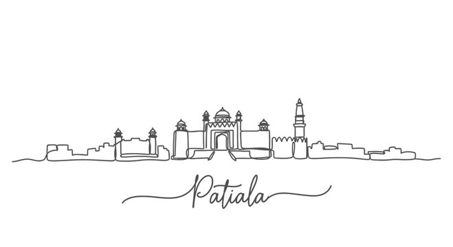 Patiala City Skyline One Line Drawing