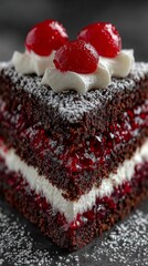 Sweet Dessert Cake with Fresh Cherry Garnish