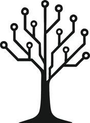 Digital Circuit Tree Silhouette Technology, Connectivity, and Innovation Vector Illustration