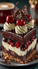 Festive Layer Cake with Chocolate and Cherries