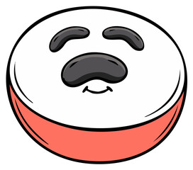 Obraz premium Cartoon Drawing of a Round Character with Eyebrows, Nose and a Smiling Mouth