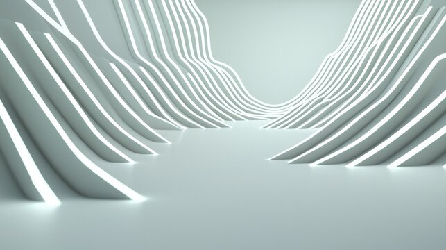 A 3D rendering of a futuristic tunnel with a smooth, curved surface and a gradient background.