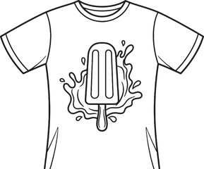 Minimal popsicle splash t-shirt vector design, clean black and white outline illustration