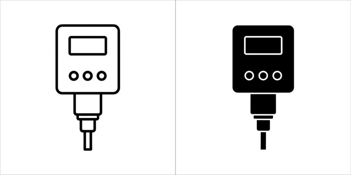 Ph meter icon, black and white vector illustration