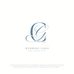 CG initial wedding monogram logo with template
