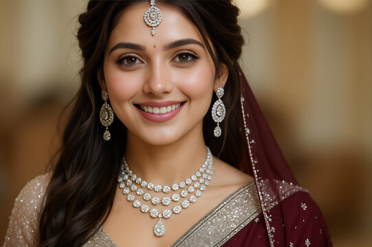 Elegant Indian bridal look with soft glam makeup for Diwali, Gudi Padwa, Makar Sankranti, Ram Navami, Maha Shivaratri, wedding, engagement and festive celebrations