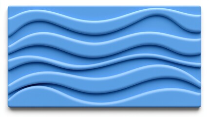 Fototapeta premium A 3D rendering of a blue wave-like pattern on a rectangular surface.