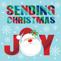 Christmas card with santa and joy