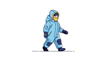 Obraz premium Child in snowsuit walking with determination 
