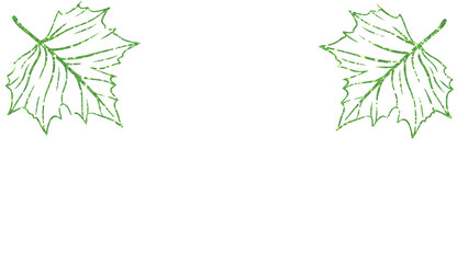 Vibrant Green Glitter Grunge Sycamore Leaves Border Isolated