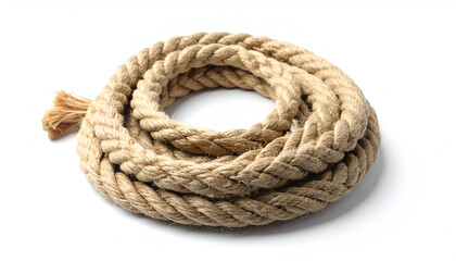 Obraz premium Rope uncoiling freely on white background, symbol of release and freedom