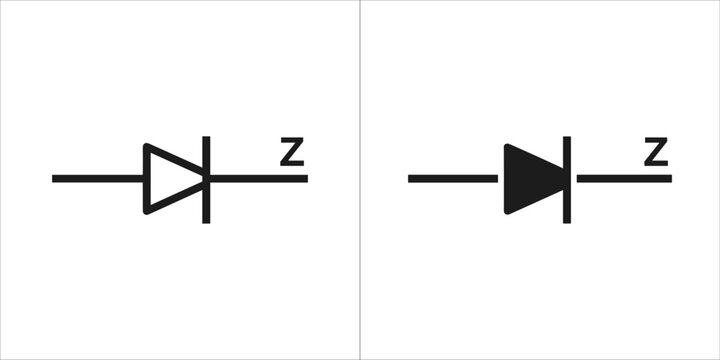 Zener diode schematic symbol for electronic circuit