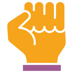 Orange Raised Fist Symbol with Purple Base Against Transparent Background Representing Power Strength Unity and Solidarity