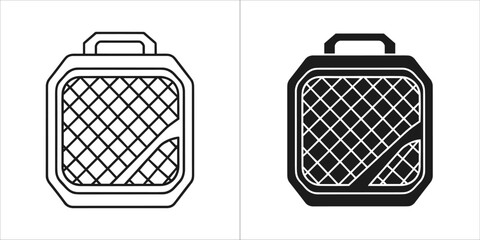 Portable speaker icon, in black and white
