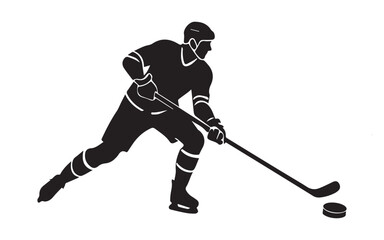 Fototapeta premium Hockey Player and Stick Silhouette Vector Illustration — Sport Equipment and Athlete Icon DesignWeb