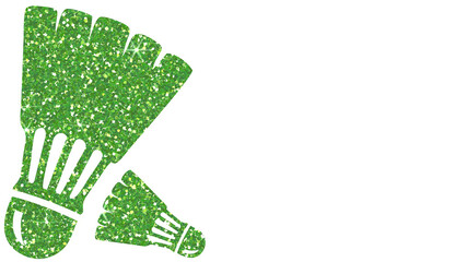 Sparkling Green Glitter Badminton Shuttlecock Icon Isolated