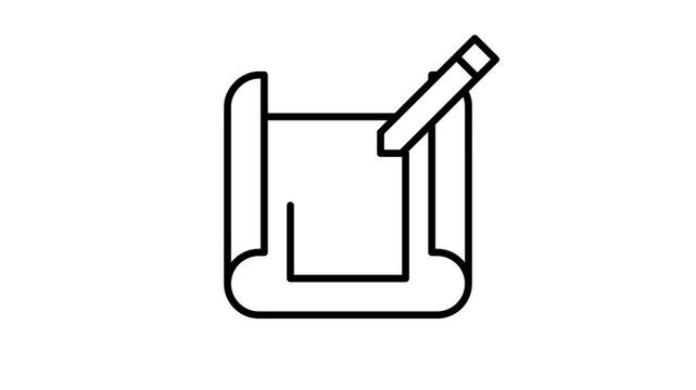 Architectural plan blueprint drawing animation icon