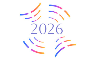 Fototapeta premium 2026 Celebration Graphic with Colorful Circular Lines