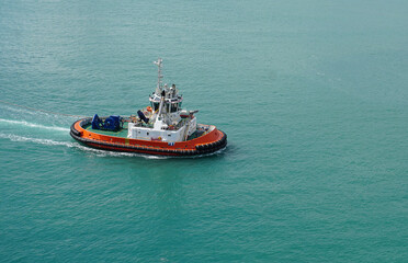 Coastal safety, salvage and rescue boat at sea